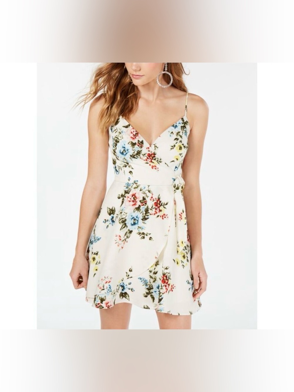 TRIXXI Womens Ivory V Neck Mini Cocktail A-Line Dress 7